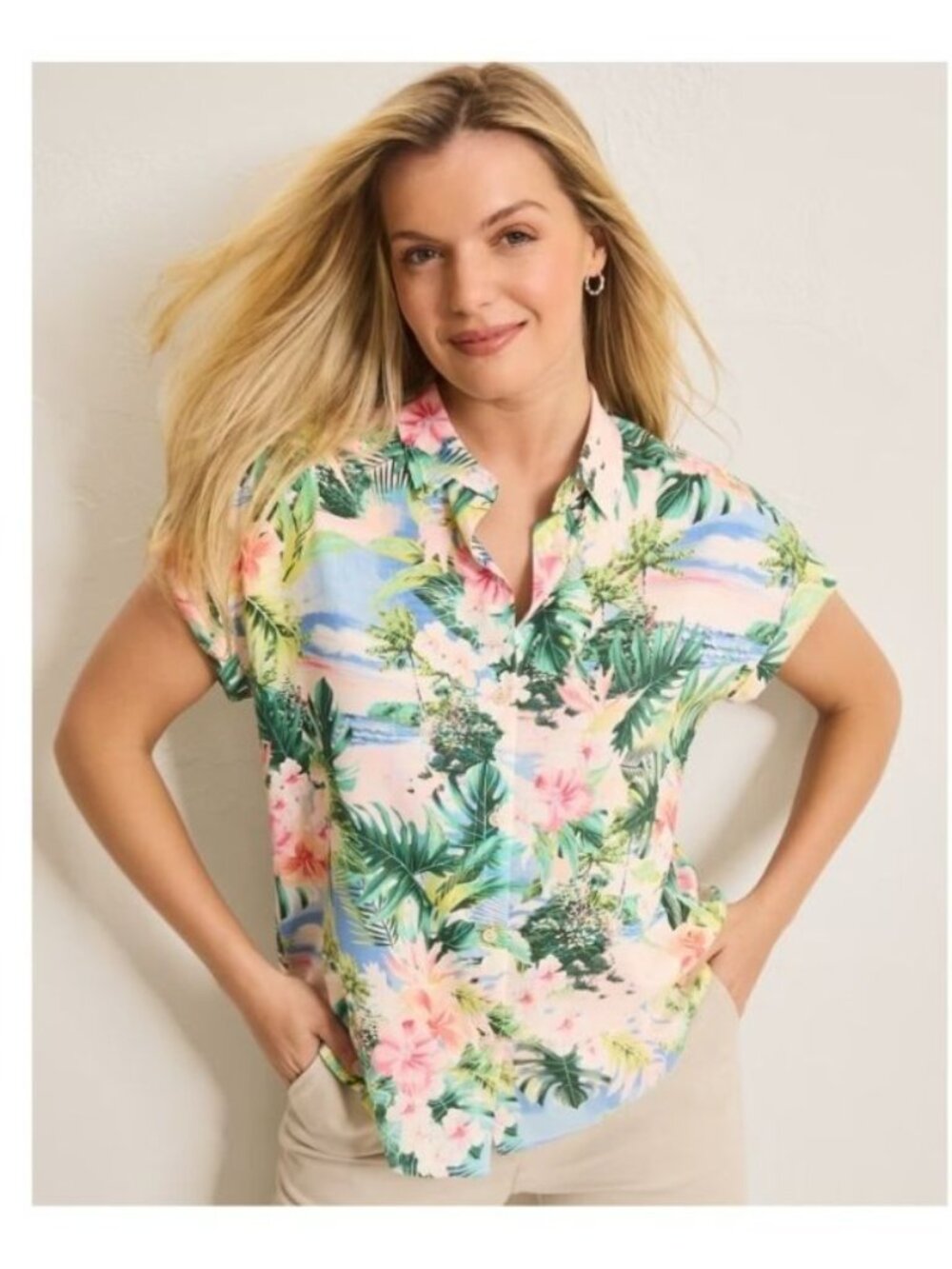 Tommy Bahama Ocean Vida 100% Silk Tropical Floral Camp Shirt Sz XL Vacation EUC